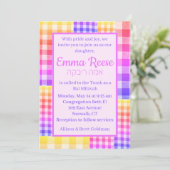 Rainbow Picnic Invitation Patchwork Kaart (Staand voorkant)