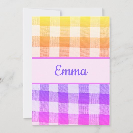 Rainbow Picnic Invitation Patchwork Kaart (Achterkant)