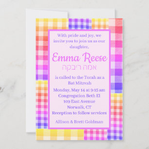 Rainbow Picnic Invitation Patchwork Kaart