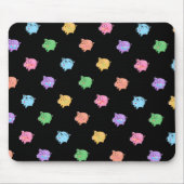 Rainbow Pig Pattern op zwart Muismat (Voorkant)