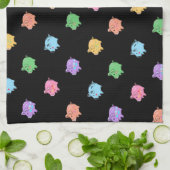 Rainbow Pig Pattern op zwart Theedoek (Gevouwen)