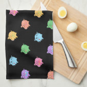 Rainbow Pig Pattern op zwart Theedoek (Quarter Fold)