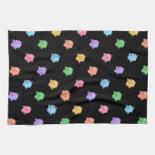 Rainbow Pig Pattern op zwart Theedoek (Horizontaal)