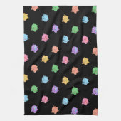 Rainbow Pig Pattern op zwart Theedoek (Verticaal)