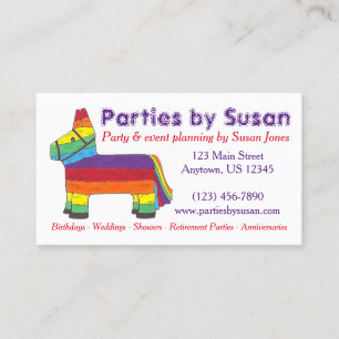 Rainbow Piñata Party Event Planner Visitekaartje