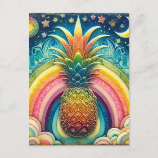 Rainbow Pineappel Briefkaart (Voorkant)
