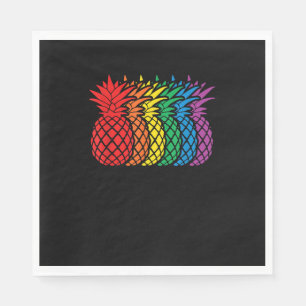Rainbow Pineappels Aloha Hawaiian Gay Pride Month Servet