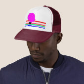Rainbow Pink Profile – Pop Art Trucker Cap (In situ)