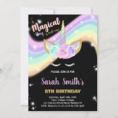 Rainbow Pink Unicorn Invitations d'anniversaire (Devant)