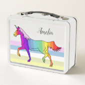 Rainbow Pink Unicorn Stripes Girly (Achterkant)