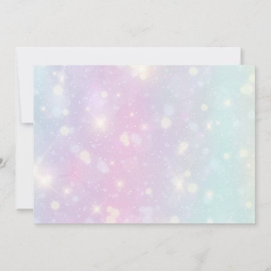 Rainbow Pink Unicorn Verjaardag Uitnodiging (Achterkant)