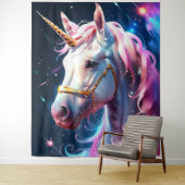 Rainbow Pink Unicorn Wall Art Wandkleed (In situ)