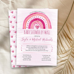 Rainbow Pink Waterverf Baby shower wassen per post Kaart