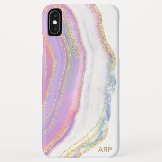 *~* Rainbow Pink White Agate Gold Glitter Pastel Case-Mate iPhone Case (Achterkant)