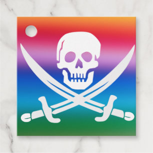 Rainbow Pirate Jolly Roger Favoriet Tag Bedankjes Labels