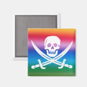 Rainbow Pirate Jolly Roger Magnet Magneet (Voorkant / Achterkant)