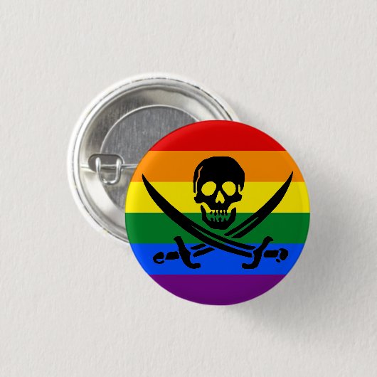 Rainbow Pirate Pride Button (Voorkant /achterkant)