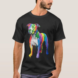 Rainbow Pit Bull Art – Levendig Artistiek Hondenli T-shirt