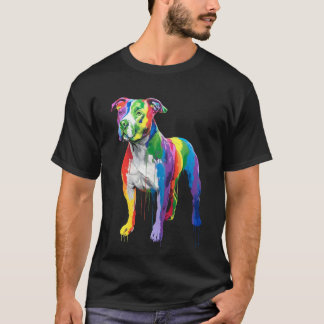 Rainbow Pit Bull Art – Levendig Artistiek Hondenli T-shirt