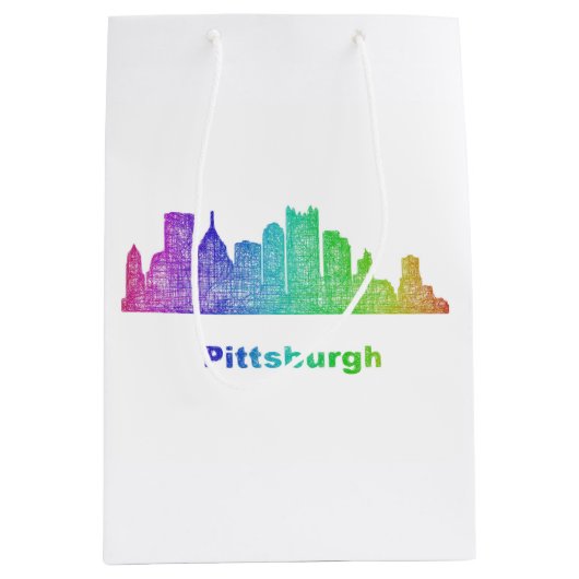 Rainbow Pittsburgh skyline Medium Cadeauzakje (Voorkant)
