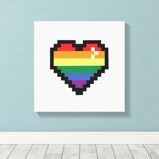 Rainbow Pixel Heart Canvas Afdruk (Insitu (Houten vloer))