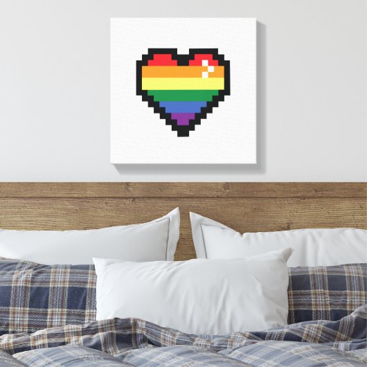 Rainbow Pixel Heart Canvas Afdruk (Insitu (Slaapkamer))