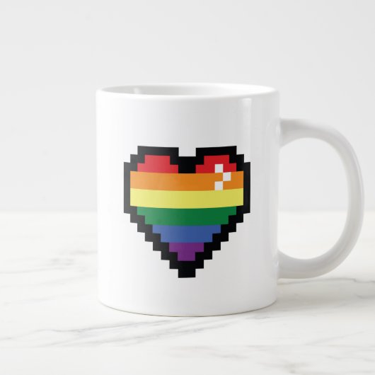 Rainbow Pixel Heart Extra Grote Beker (Rechts)