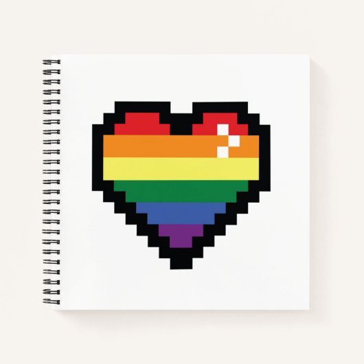 Rainbow Pixel Heart Notitieboek (Voorkant)