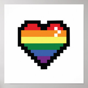Rainbow Pixel Heart Poster