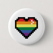 Rainbow Pixel Heart Ronde Button 5,7 Cm (Voorkant)
