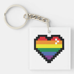Rainbow Pixel Heart Sleutelhanger