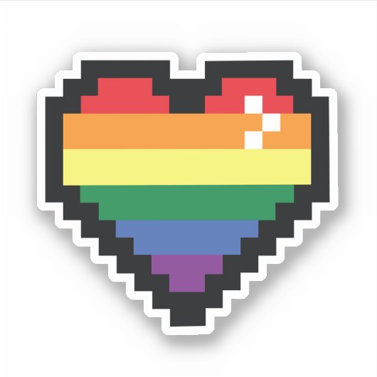Rainbow Pixel Heart Sticker (Voorkant)