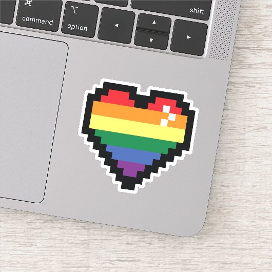 Rainbow Pixel Heart Sticker (Detail)