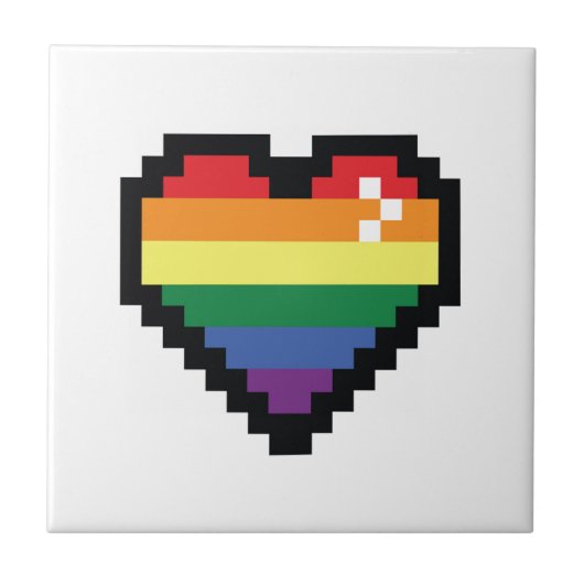 Rainbow Pixel Heart Tegeltje (Voorkant)