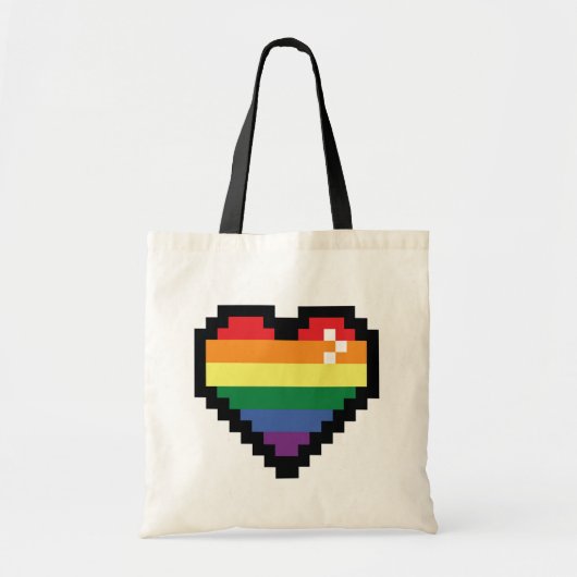 Rainbow Pixel Heart Tote Bag (Voorkant)