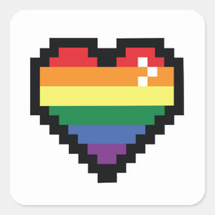 Rainbow Pixel Heart Vierkante Sticker