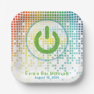 Rainbow Pixel Videogame Gamer Bar Mitzvah Papieren Bordje