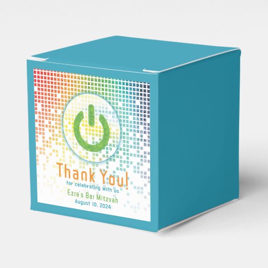 Rainbow Pixels Videogame Gamer Bar Mitzvah Bedankdoosjes (Voorkant Zijde)