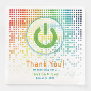 Rainbow Pixels Videogame Gamer Bar Mitzvah Servet