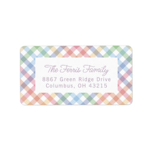 Rainbow plaid leuk baby shower retour adres etiket