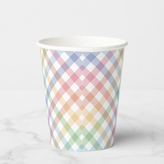 Rainbow plaid pastel gingham schattig eenvoudige l papieren bekers (Rechts)