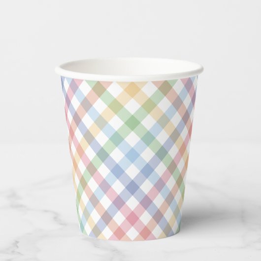 Rainbow plaid pastel gingham schattig eenvoudige l papieren bekers (Voorkant)