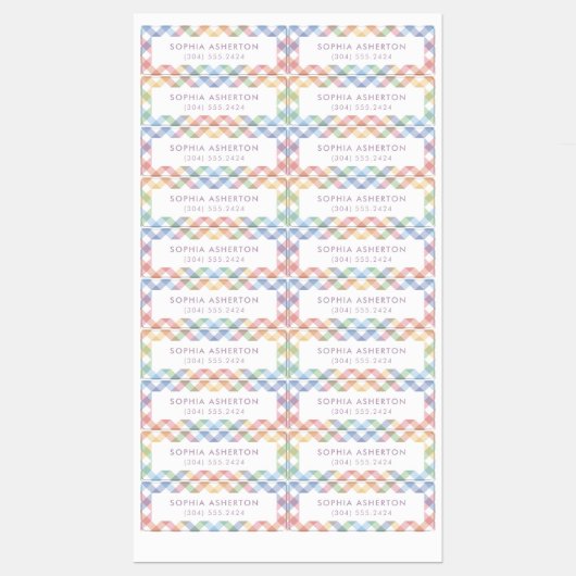 Rainbow plaid schattig eenvoudig gepersonaliseerd  labels (Vel)