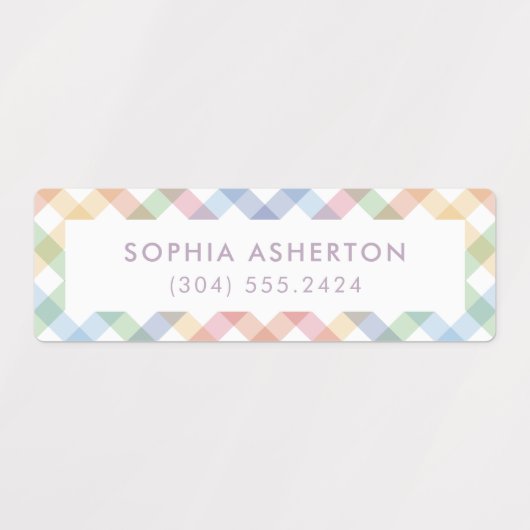 Rainbow plaid schattig eenvoudig gepersonaliseerd  labels (Design 2)