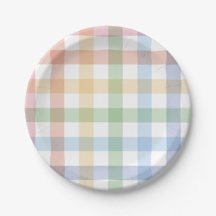 Rainbow plaid schattig eenvoudige pastel gingham papieren bordje