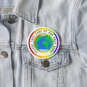 Rainbow Planet Earth Respect Home Statement Button