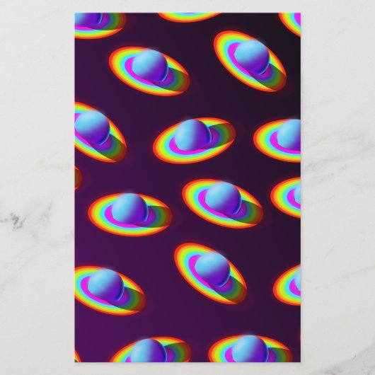 Rainbow Planets Pattern Briefpapier (Voorkant)
