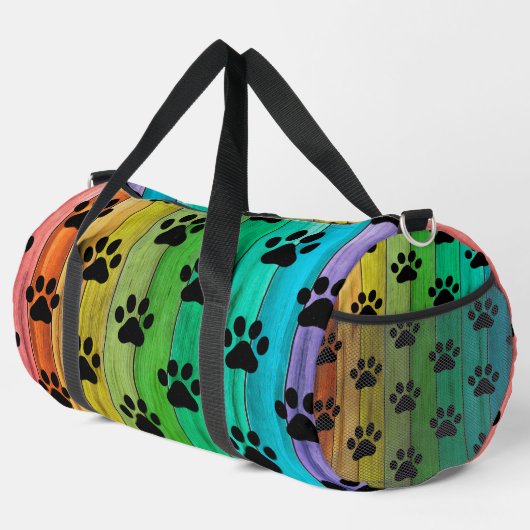 Rainbow Plank Paw Print Pet Weekender Plunjezak (Rechterhoek)