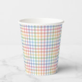 Rainbow pleid pastel gingham schattig Pasen Papieren Bekers (Achterkant)