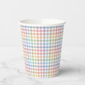 Rainbow pleid pastel gingham schattig Pasen Papieren Bekers (Links)
